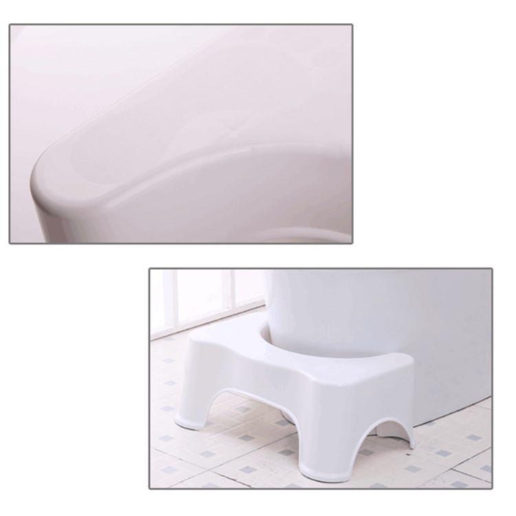 Bathroom Toilet Stool Ergonomic Step Squatting Stool Fits All Toilets - White-9