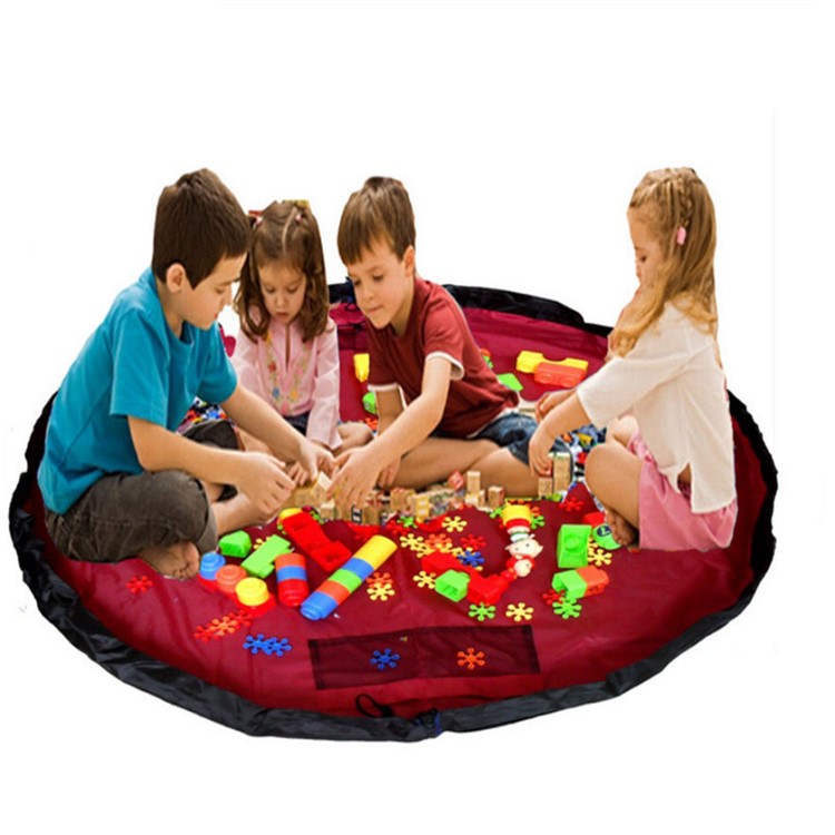 Large Portable Kids Toy Organizer Storage Bag Play Mat for Rug Box 150cm - Rose-1