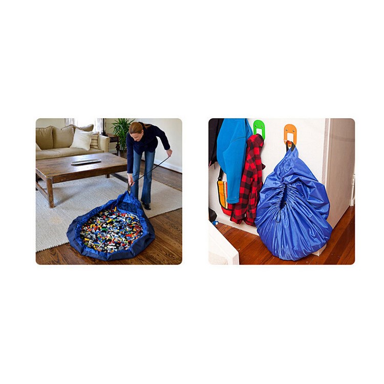 Large Portable Kids Toy Organizer Storage Bag Play Mat for Rug Box 150cm - Rose-3