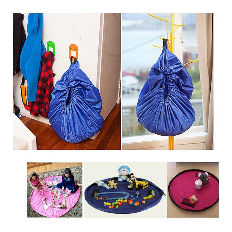 Large Portable Kids Toy Organizer Storage Bag Play Mat for Rug Box 150cm - Rose-4