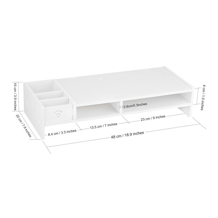 Computer Monitor Stand Desktop Organizer Rack with 5-Compartment Storage for Home and Office Supplies-3