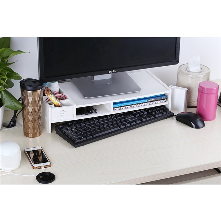 Computer Monitor Stand Desktop Organizer Rack with 5-Compartment Storage for Home and Office Supplies-6