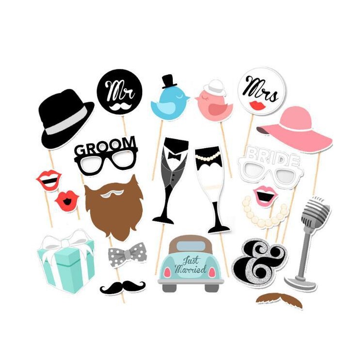 22PCS Photo Booth Props Car Wineglass Glasses DIY Kit for Wedding Birthday Christmas-2