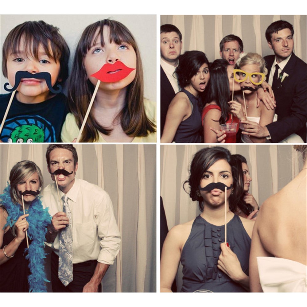 76PCS Photo Booth Props Bowknot Mustache Glasses DIY Kit for Wedding Birthday Christmas-9