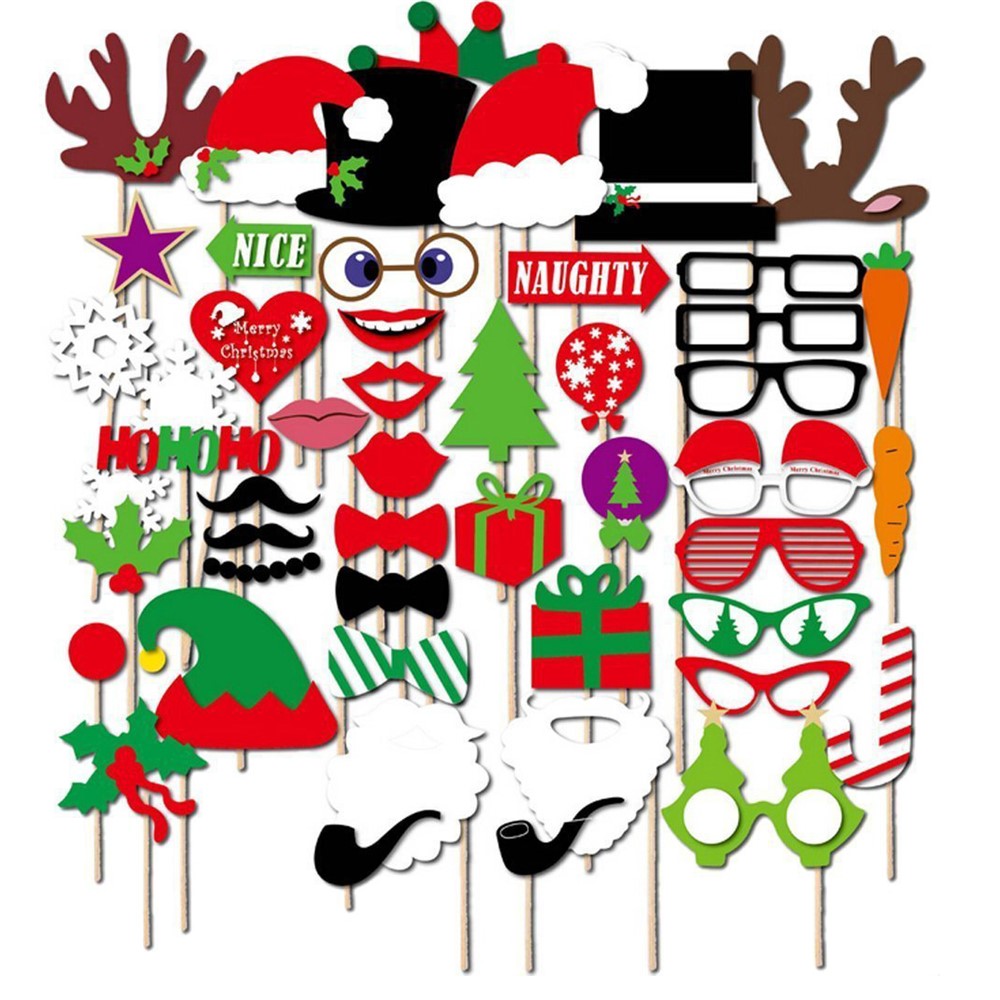 50PCS Photo Booth Props DIY Kit for Wedding Birthday Christmas-6