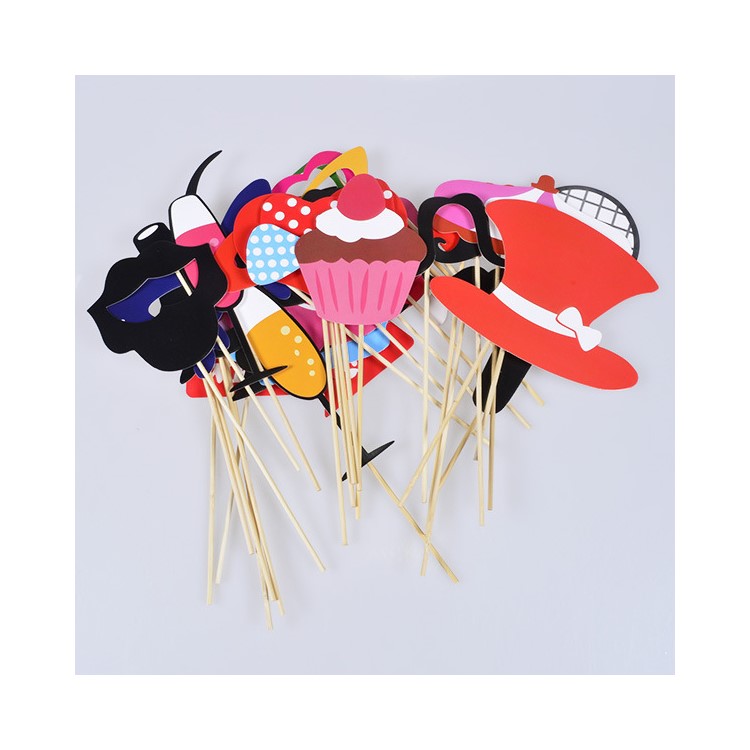 31PCS DIY Photo Booth Props with Mustache Glasses Hats for Wedding Birthday Christmas Party-2