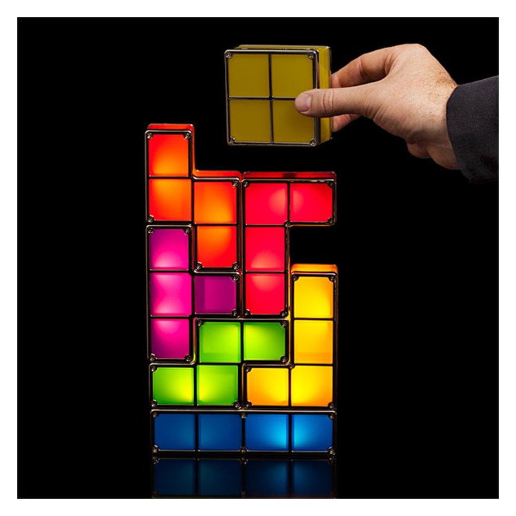 Retro Game Style Tetris Puzzle Desk Lamp DIY Constructible Night Light Decorative Stackable LED Desk Lamp-1