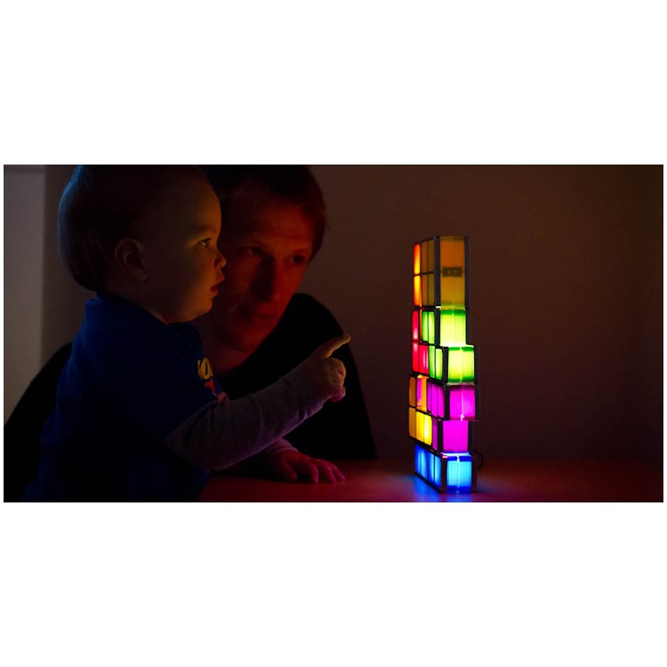 Retro Game Style Tetris Puzzle Desk Lamp DIY Constructible Night Light Decorative Stackable LED Desk Lamp-3