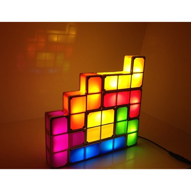 Retro Game Style Tetris Puzzle Desk Lamp DIY Constructible Night Light Decorative Stackable LED Desk Lamp-4