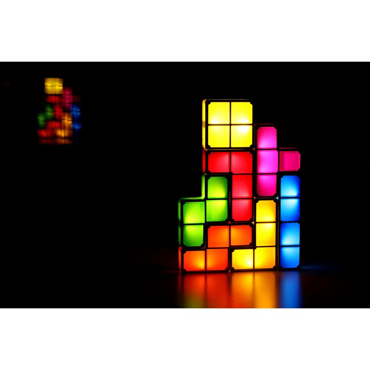 Retro Game Style Tetris Puzzle Desk Lamp DIY Constructible Night Light Decorative Stackable LED Desk Lamp-6