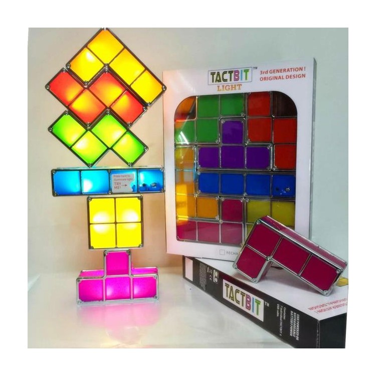 Retro Game Style Tetris Puzzle Desk Lamp DIY Constructible Night Light Decorative Stackable LED Desk Lamp-9