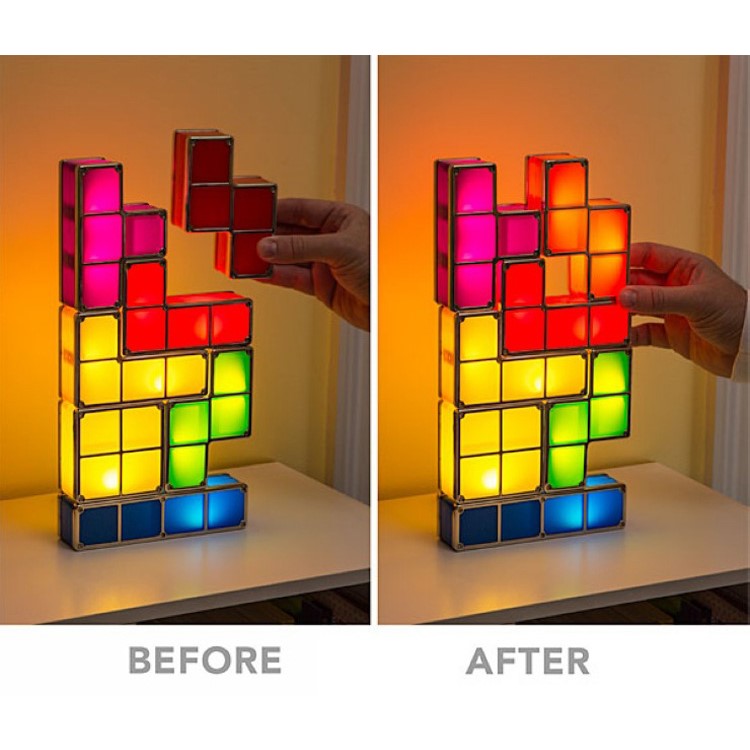Retro Game Style Tetris Puzzle Lamp DIY Night Light Decorative Table Lamp Powered By Rechargeable Battery-2