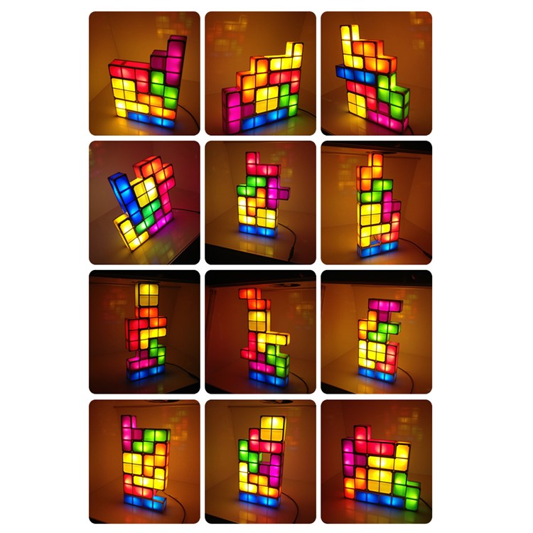 Retro Game Style Tetris Puzzle Lamp DIY Night Light Decorative Table Lamp Powered By Rechargeable Battery-3