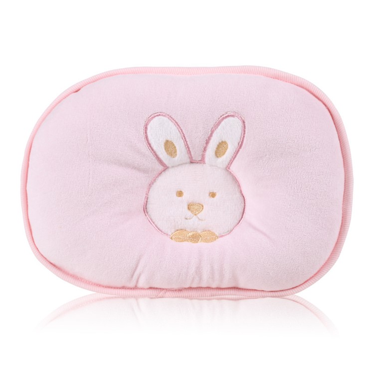 BEST BABY Rabbit Pattern Breathable Cotton Protection Baby Flat Head Newborn Pillow - Pink-1