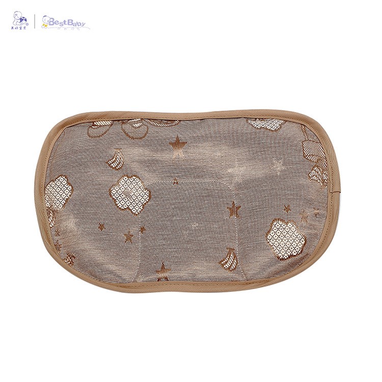 BEST BABY Cartoon Pattern Baby Summer Ice Silk Pillow Protection Baby Flat Head Newborn Pillow - Khaki-2