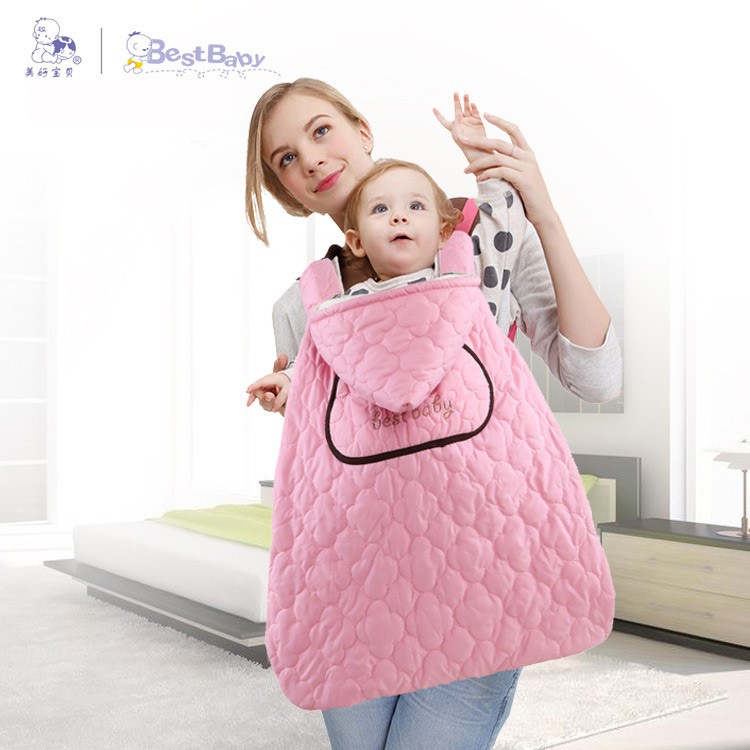 Waterproof Windproof Baby Carrier Cloak Mantle Cover Hoodie - Pink-3