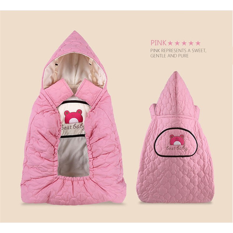 Waterproof Windproof Baby Carrier Cloak Mantle Cover Hoodie - Pink-4