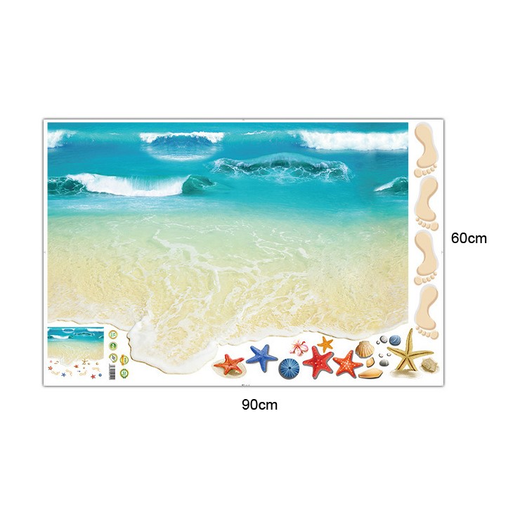 Beach XL8300 Floor/Wall Sticker Mural Decals Art Decors, Size: 60 x 90cm-6