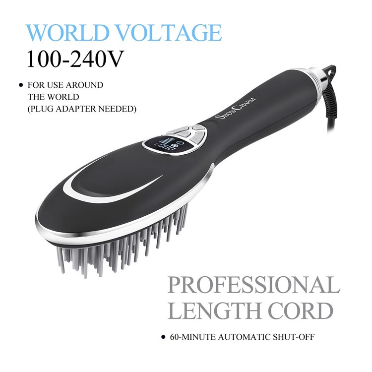 Anion Hair Dryer Brush Blow-dry Comb Ion-Flow Brush Dryer with EU Plug Cable - Black-2