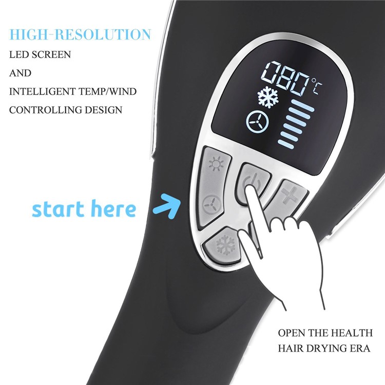 Anion Hair Dryer Brush Blow-dry Comb Ion-Flow Brush Dryer with EU Plug Cable - Black-3