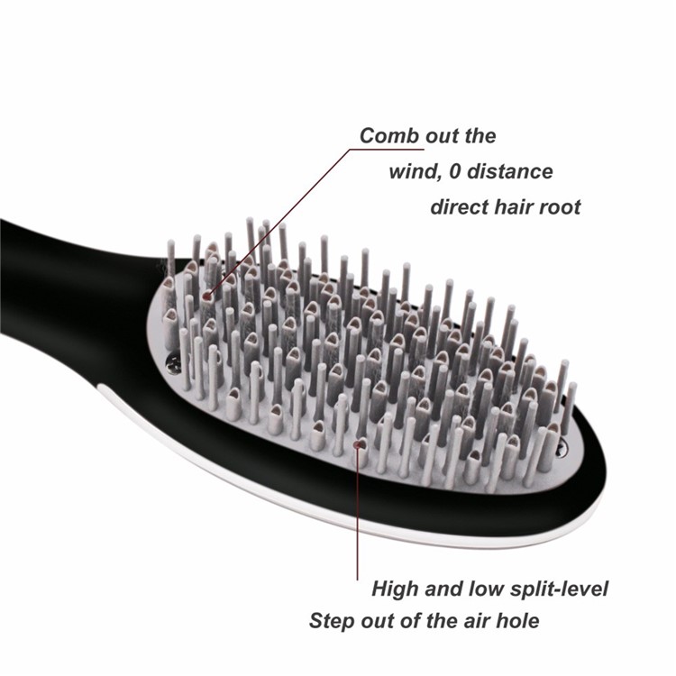 Anion Hair Dryer Brush Blow-dry Comb Ion-Flow Brush Dryer with EU Plug Cable - Black-5