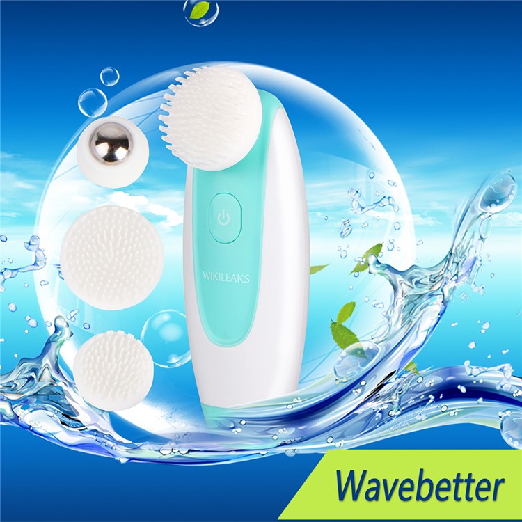 WL-2735 3 in 1 Beauty Skin Care Cleaning Brushes Electric Facial Cleanser Massager for Women Beauty - Green-1