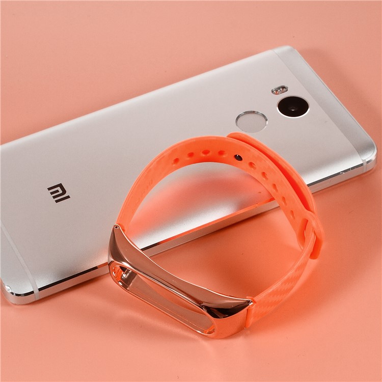 

Carbon Fiber Strap and Metal Shell Replacement Band for Xiaomi Mi Band 2 - Orange