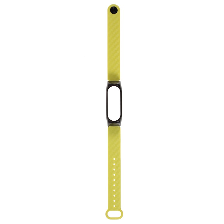 Carbon Fiber Texture Metal Protective Wristband Shell Strap Replacement for Xiaomi Mi Band 2 - Yellow-2