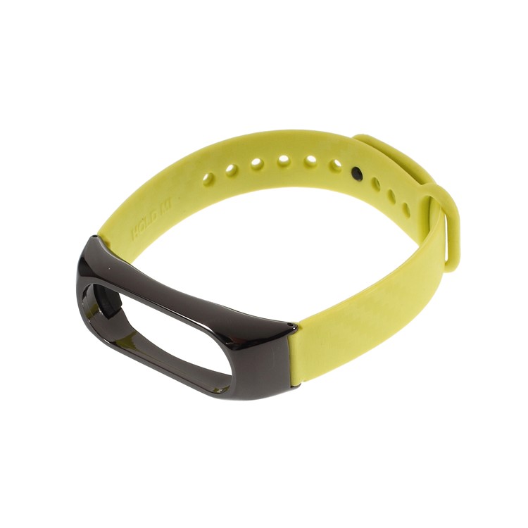 Carbon Fiber Texture Metal Protective Wristband Shell Strap Replacement for Xiaomi Mi Band 2 - Yellow-3