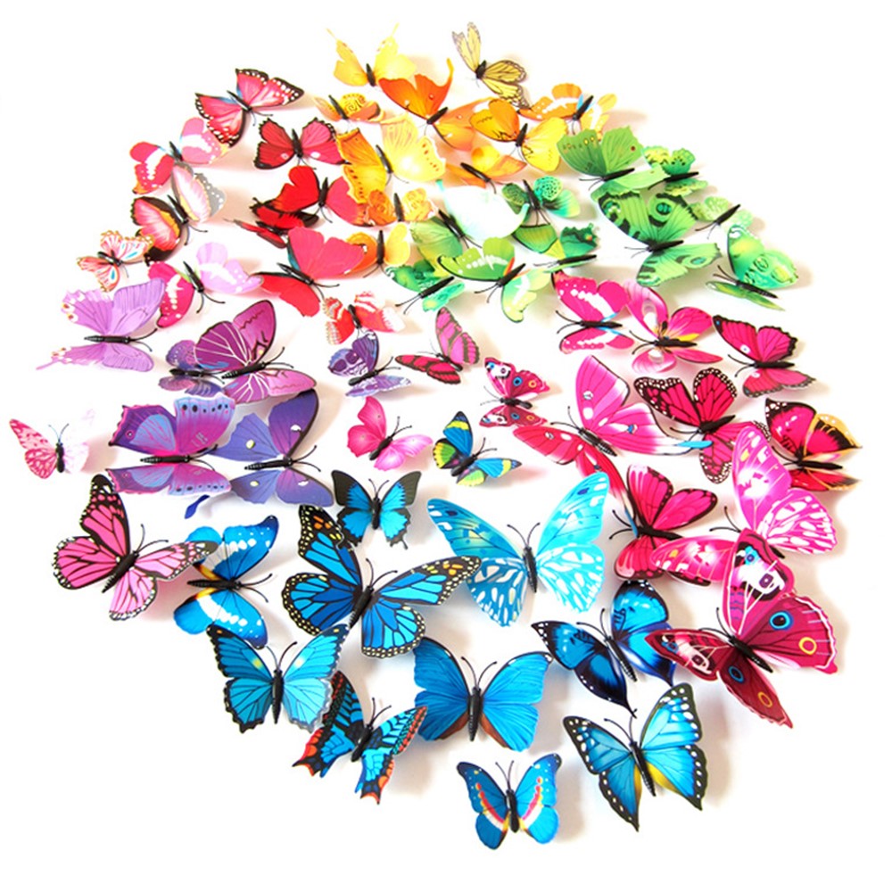 24 Pcs/Set Stereoscopic Simulative Magnetic Butterfly Wall Sticker - Rainbow-1