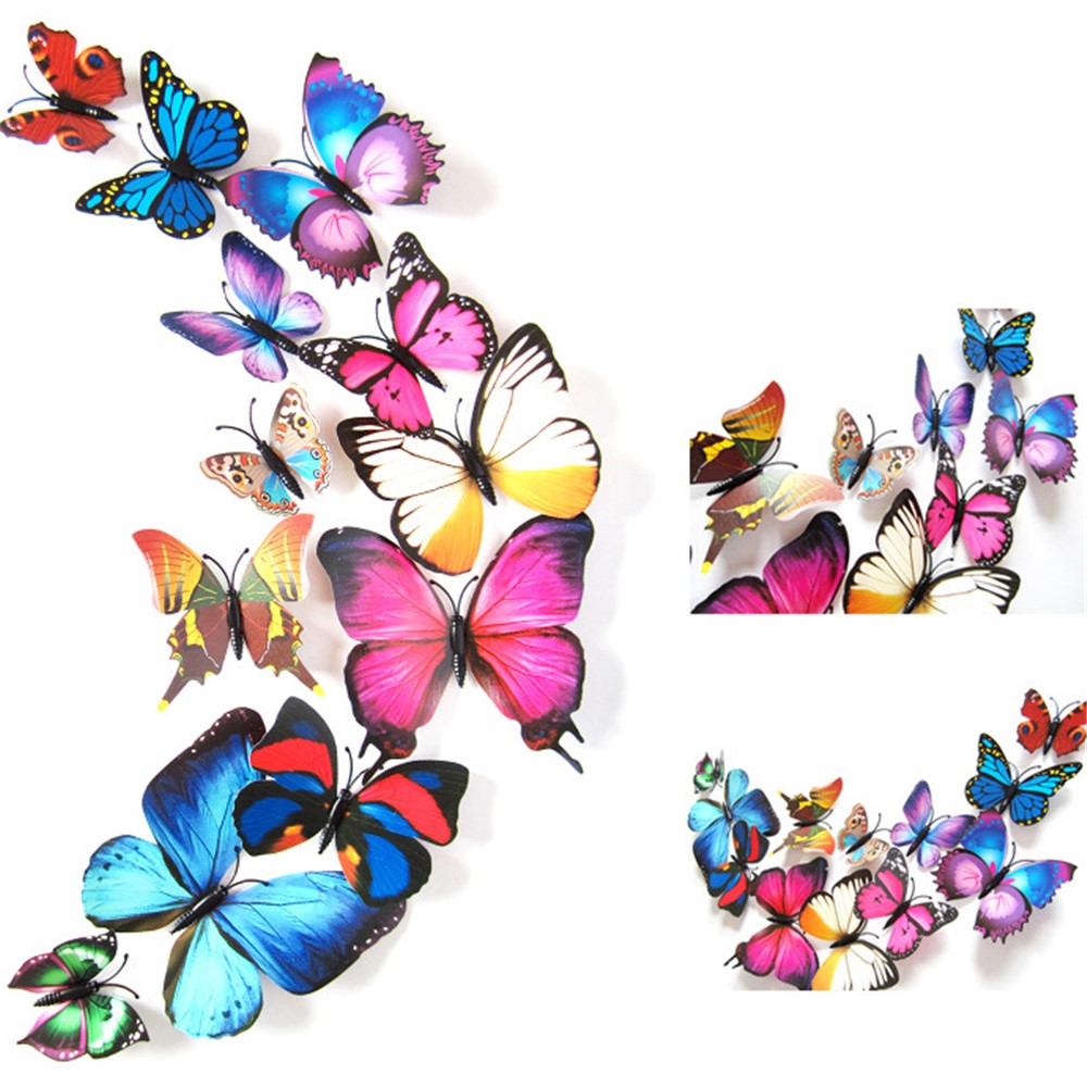 24 Pcs/Set Stereoscopic Simulative Magnetic Butterfly Wall Sticker - Rainbow-2
