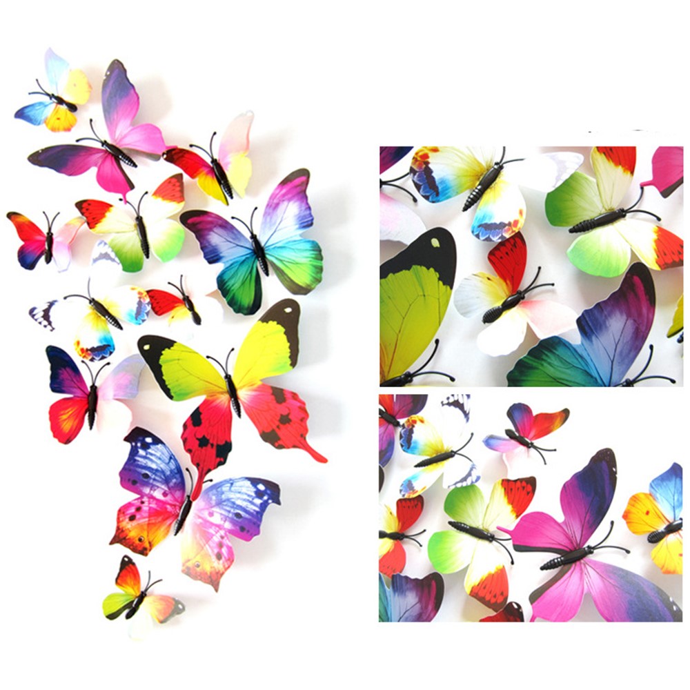 Sticulante de Pared de Mariposa Magnética Simulativa de 24 Piezas/set Estereoscópico - Arcoíris