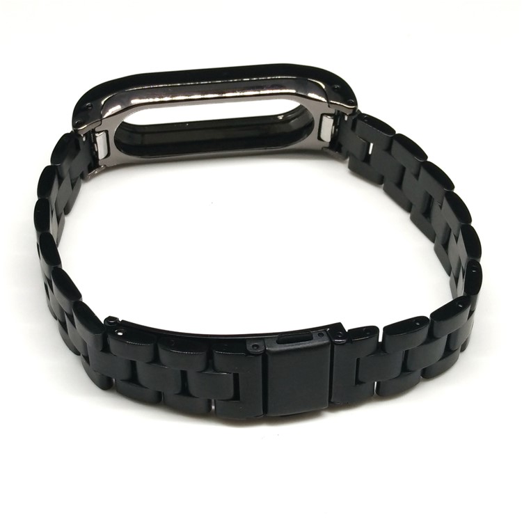 Bracelete de fita de relógio de aço inoxidável Fechamento duplo para Xiaomi Mi Band 2 - Preto-2