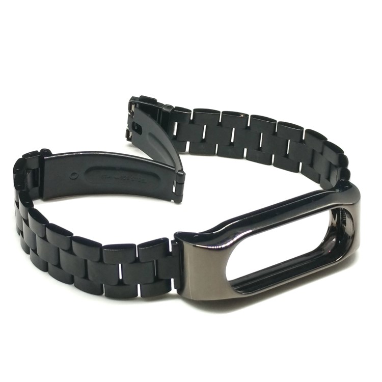 Bracelete de fita de relógio de aço inoxidável Fechamento duplo para Xiaomi Mi Band 2 - Preto-3