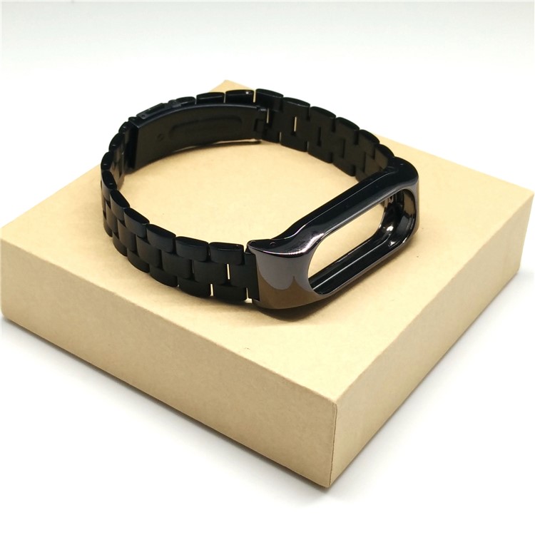 Bracelete de fita de relógio de aço inoxidável Fechamento duplo para Xiaomi Mi Band 2 - Preto-5