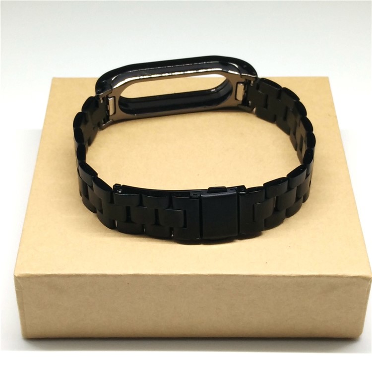 Bracelete de fita de relógio de aço inoxidável Fechamento duplo para Xiaomi Mi Band 2 - Preto-6