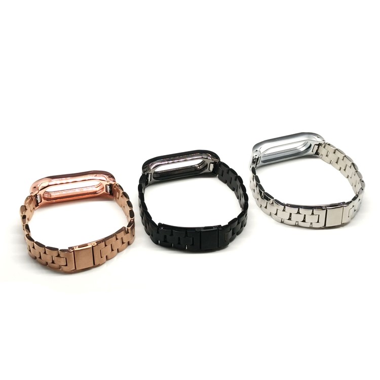 Bracelete de fita de relógio de aço inoxidável Fechamento duplo para Xiaomi Mi Band 2 - Preto-8
