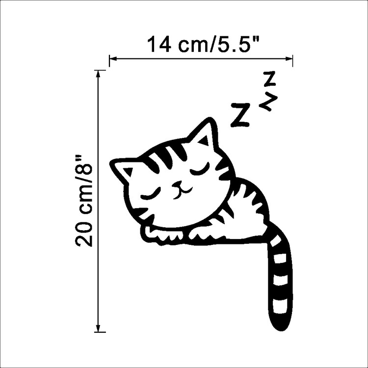 Creative Cartoon Sleepy Cat Switch Sticker Switch Notebook Decor Environmental Wall Decal Size: 20 x 14cm - Black-2