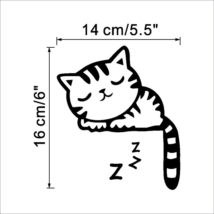 Creative Cartoon Sleepy Cat Switch Sticker Switch Notebook Decor Environmental Wall Decal Size: 20 x 14cm - Black-5