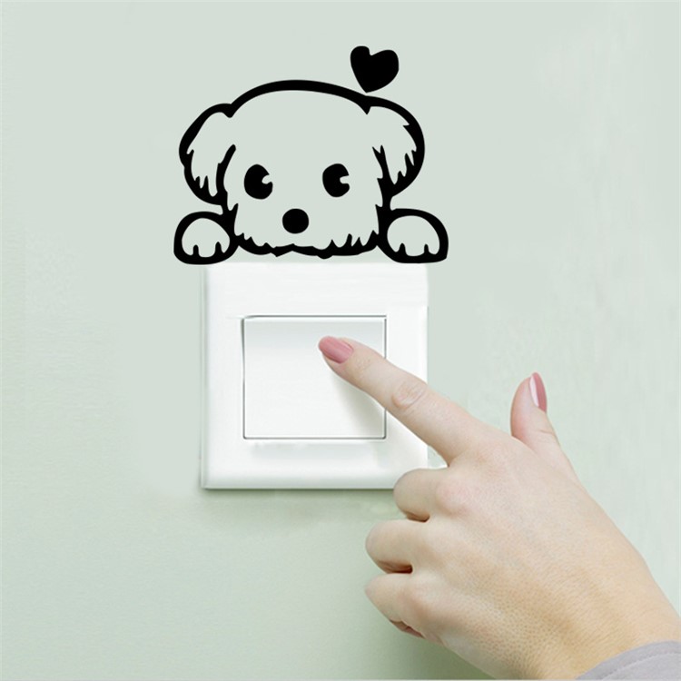 Creative Cartoon Dog Switch Sticker Switch Notebook Decor Environmental Wall Decal - Black-1