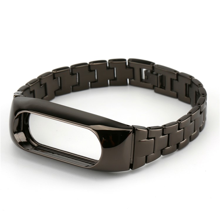 Stainless Steel Chain Wrist Watch Strap + Watch Frame for Xiaomi Mi Band 2 - Black -2