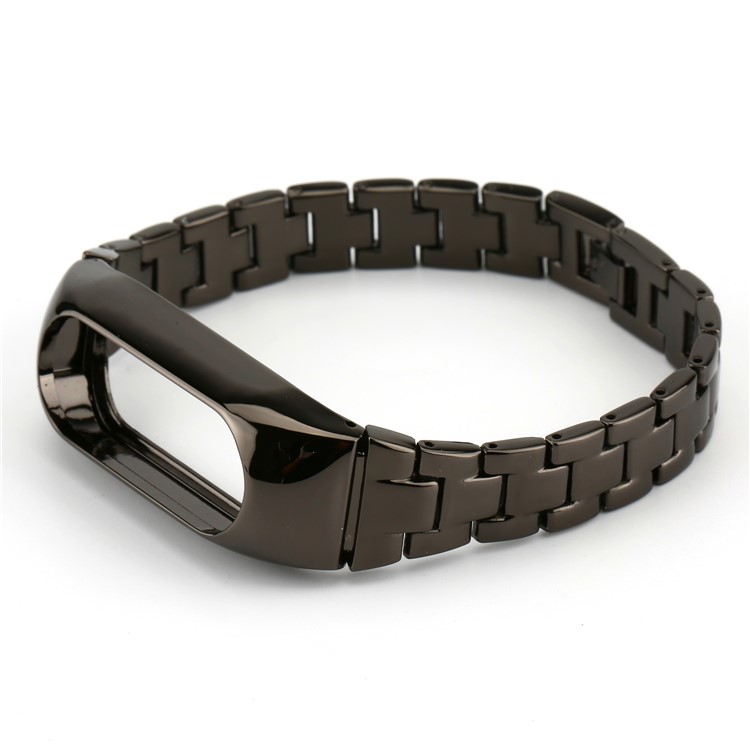 Stainless Steel Chain Wrist Watch Strap + Watch Frame for Xiaomi Mi Band 2 - Black -9