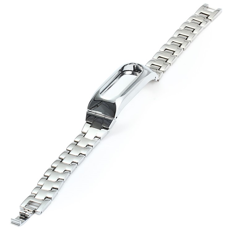 Stainless Steel Chain Watch Band Bracelet + Watch Frame for Xiaomi Mi Band 2 - Silver Color-1