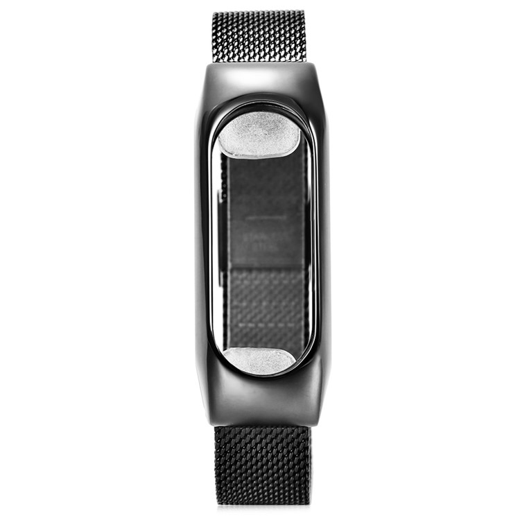 Milanese Wrist Stainless Steel Watch Strap + Watch Frame for Xiaomi Mi Band 2 - Black-4