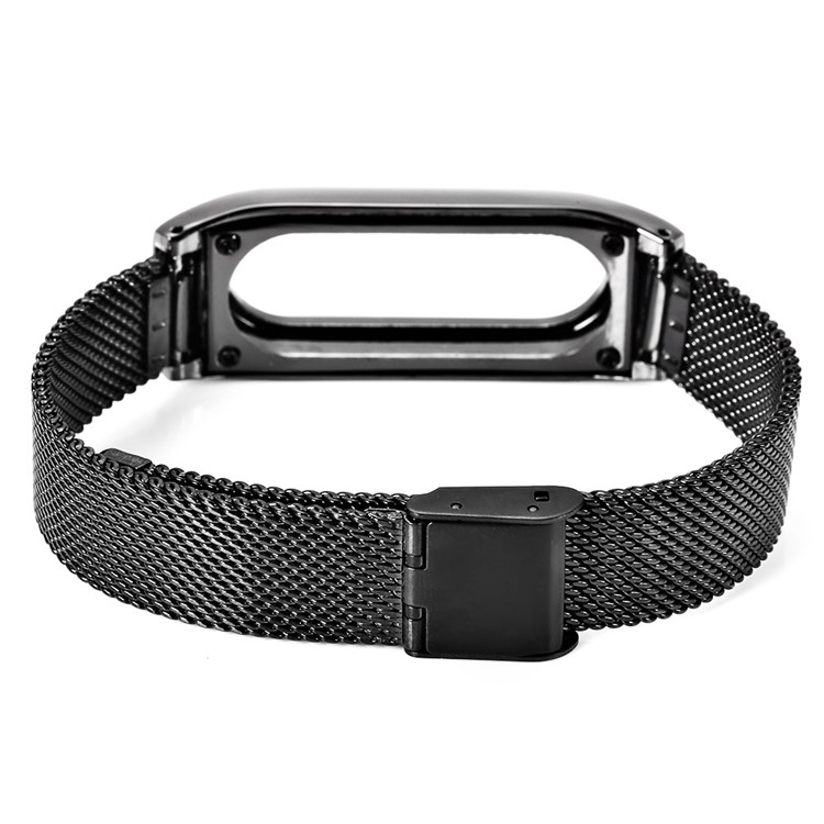 Milanese Wrist Stainless Steel Watch Strap + Watch Frame for Xiaomi Mi Band 2 - Black-5