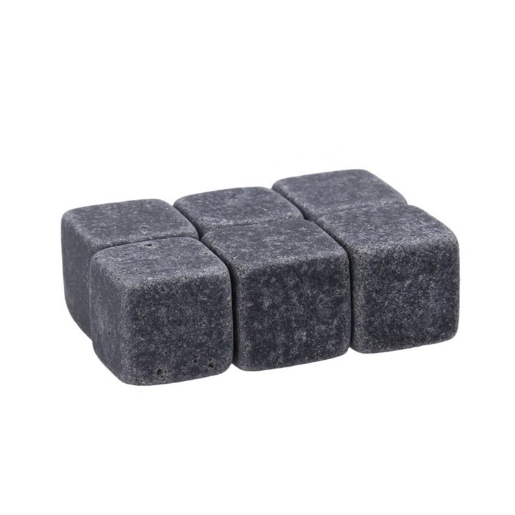 6Pcs/Set Granite Cubes Marble Cubes Ice Whiskey Wine Beverage Drinks Chilling Stones Whiskey Stones - Black-1