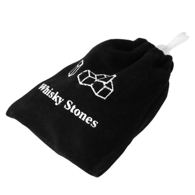 6Pcs/Set Granite Cubes Marble Cubes Ice Whiskey Wine Beverage Drinks Chilling Stones Whiskey Stones - Black-6