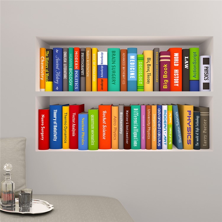 Bookcase Pattern Removable Wall Sticker Decal Playroom Bedroom Decoration-3