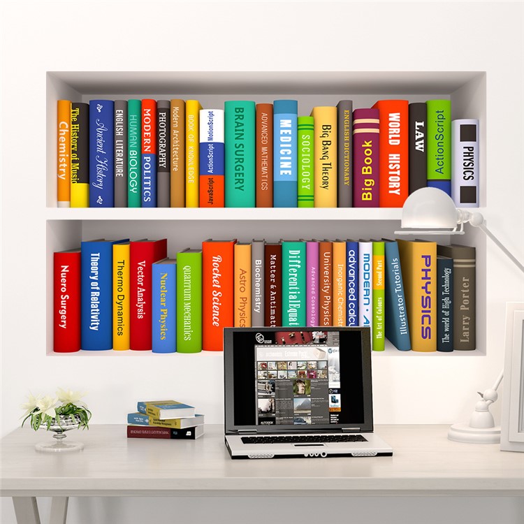Bookcase Pattern Removable Wall Sticker Decal Playroom Bedroom Decoration-4
