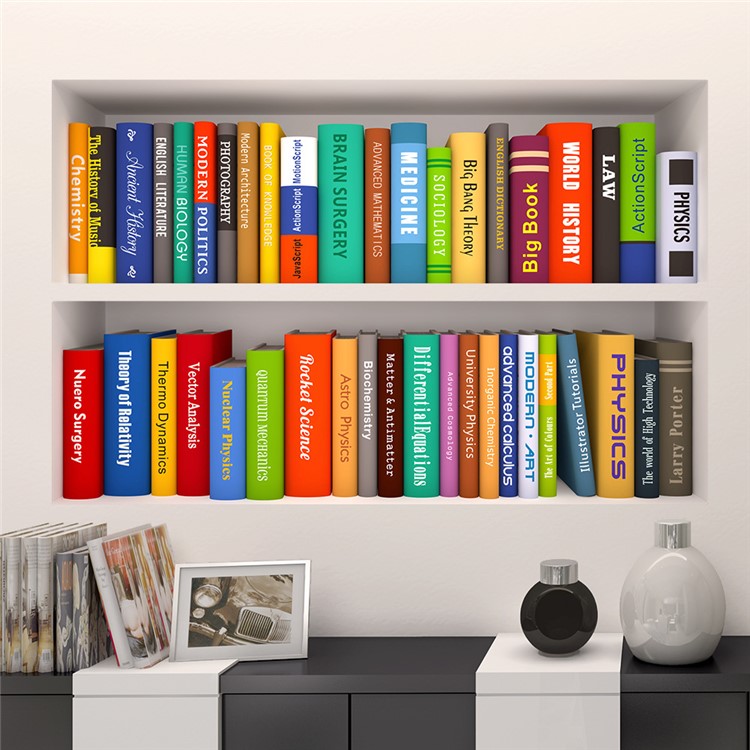 Bookcase Pattern Removable Wall Sticker Decal Playroom Bedroom Decoration-6